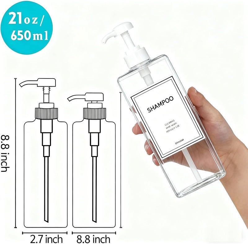 DIDROOM Modern Shampoo and Conditioner Dispenser (21 oz, Pack of 3) Refillable Pump Bottle Set Empty Shower Plastic Bottles with Pump for Bathroom Body Wash Soap and Shower - Image 3